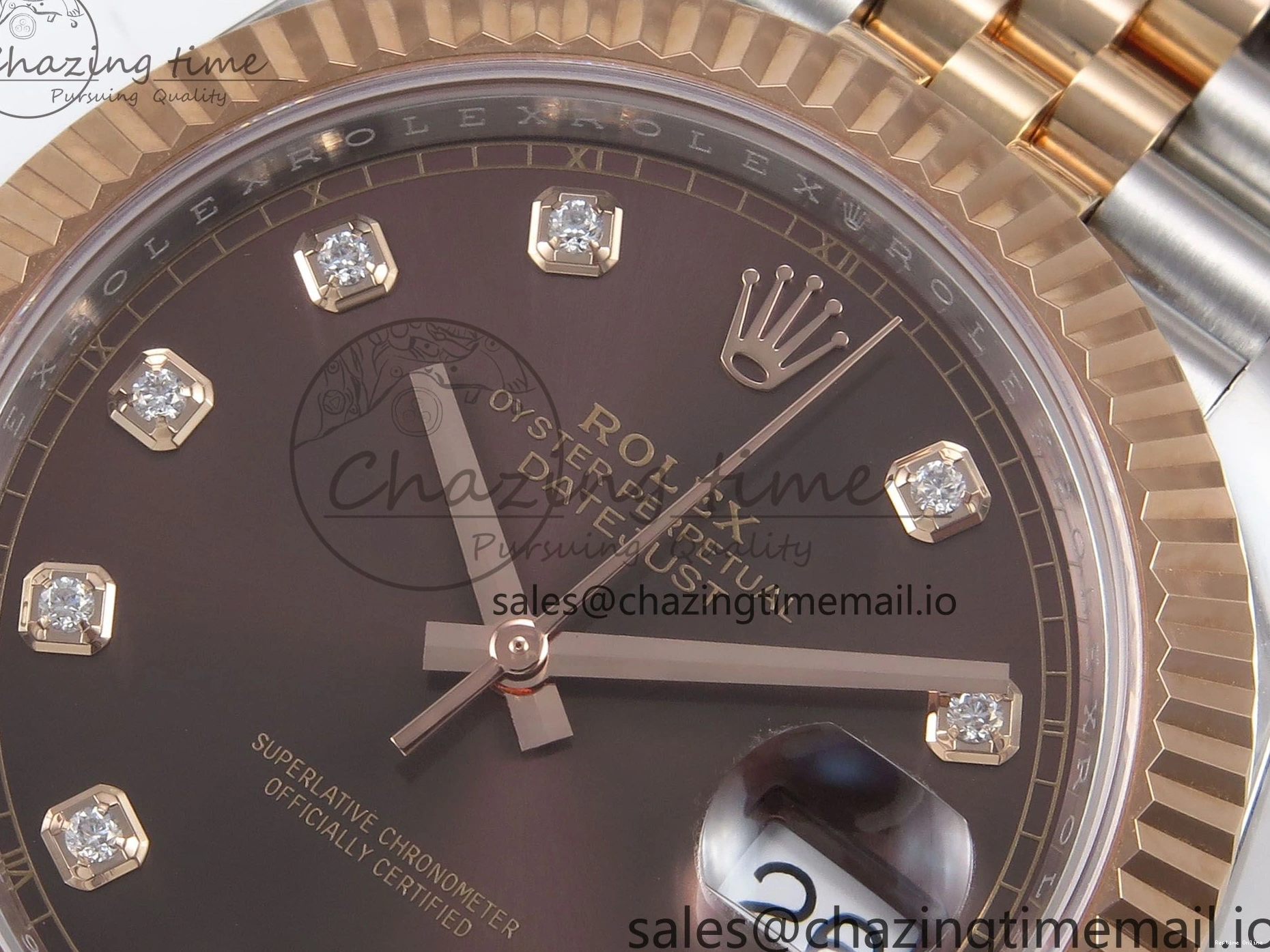 0130 DateJust 41 126331 ARF 1:1 Best Edition 904L Steel Brown Diamonds Dial on SS RG Jubilee Bracelet SH3235（Gain Weight） Thermal 1111